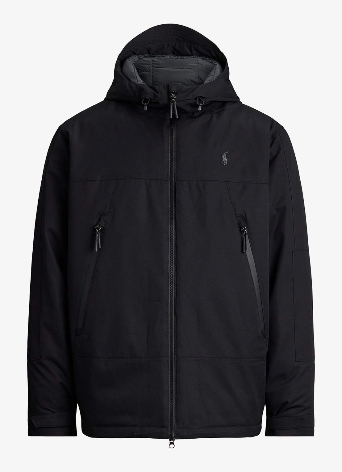 Ralph Lauren Gewatteerde jas met ritszakken - voorkant 4 polo black / zwart