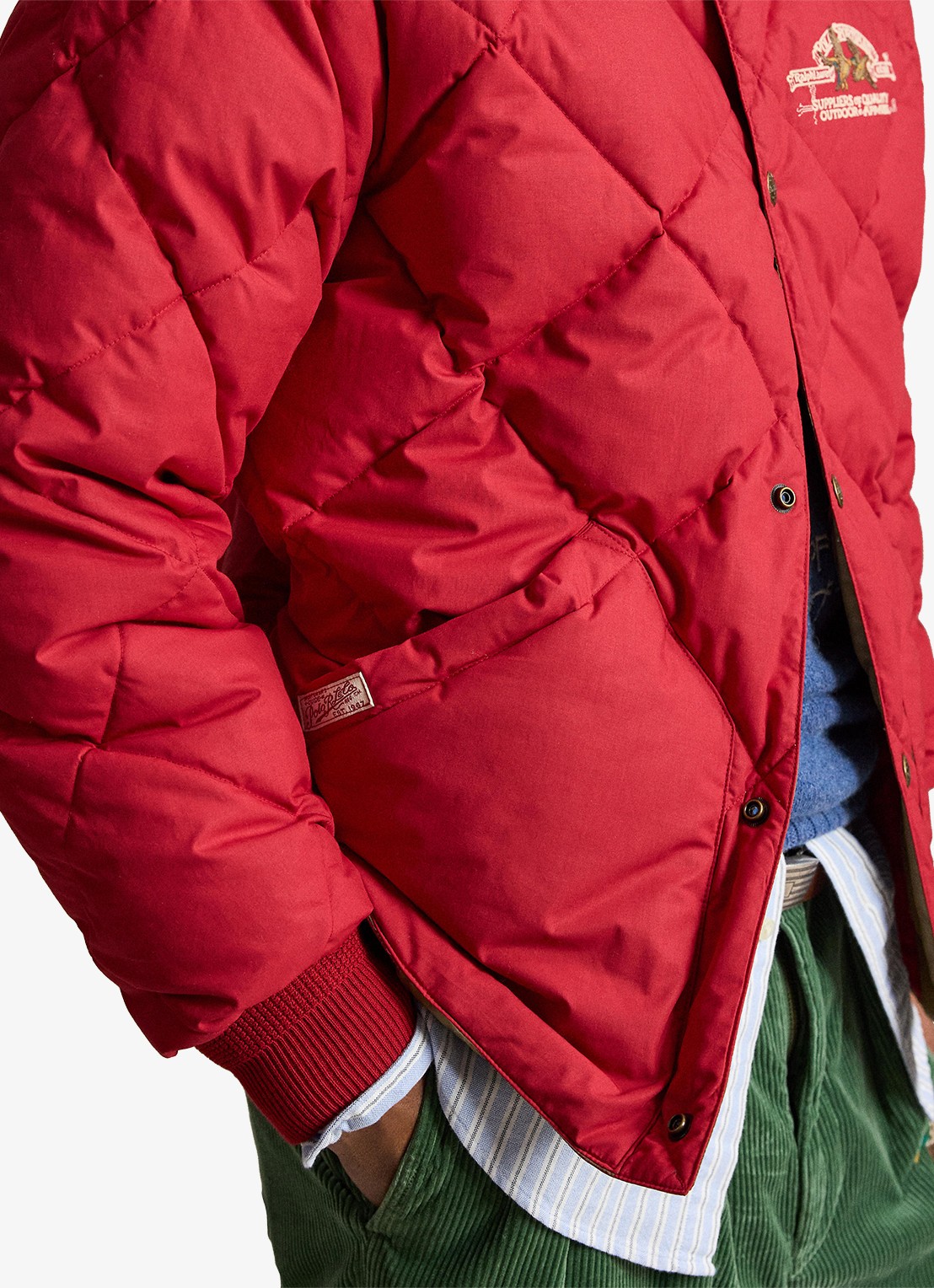 Ralph Lauren Gewatteerde jas met steekzakken en logoprint - detail 2 sweet tomato / rood