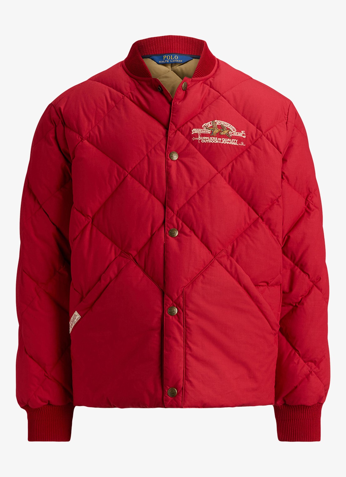Ralph Lauren Gewatteerde jas met steekzakken en logoprint - voorkant 4 sweet tomato / rood