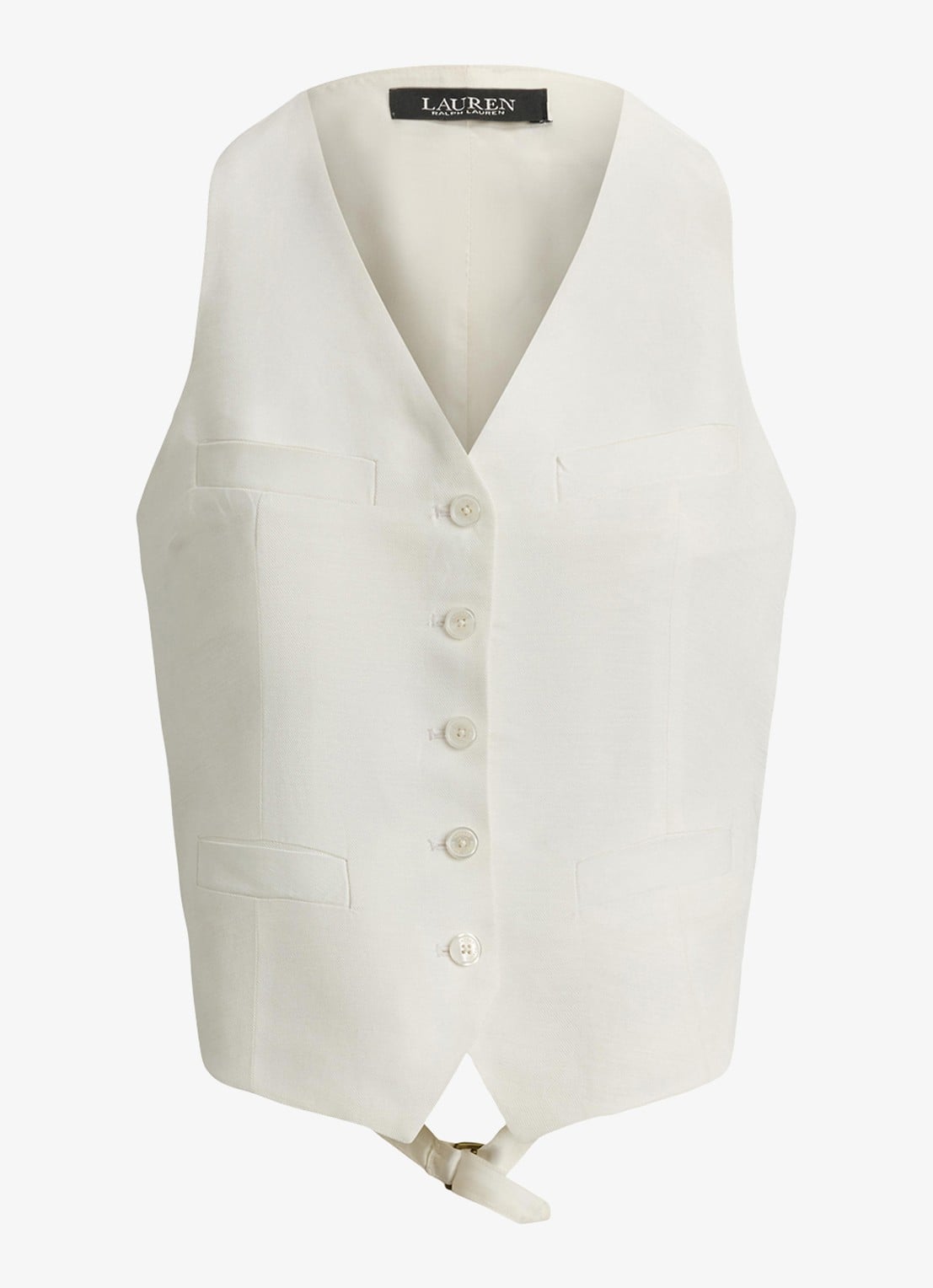 Ralph Lauren Gilet in linnenblend - voorkant 3 white / wit