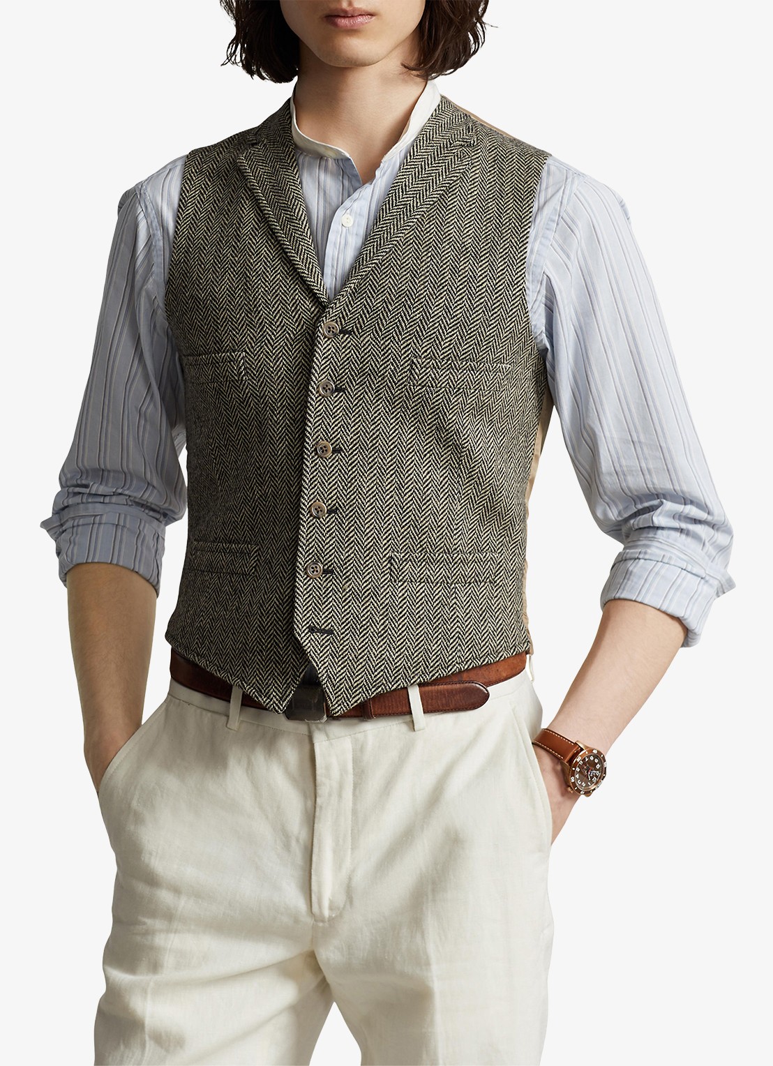 Ralph Lauren Gilet met paspelzakken - detail 4 black and cream / zwart