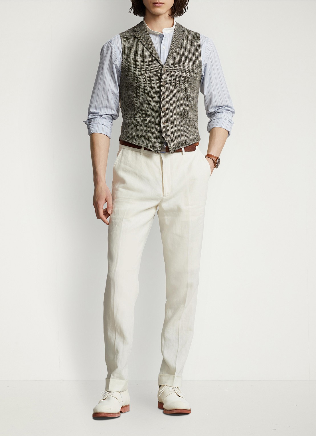 Ralph Lauren Gilet met paspelzakken - voorkant 3 black and cream / zwart