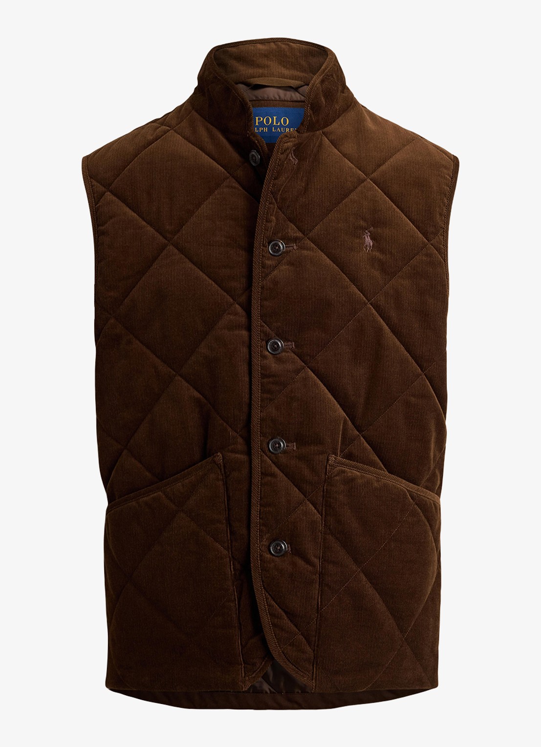 Ralph Lauren Gilet van corduroy met quilt patroon - voorkant cooper brown-33h0 / bruin