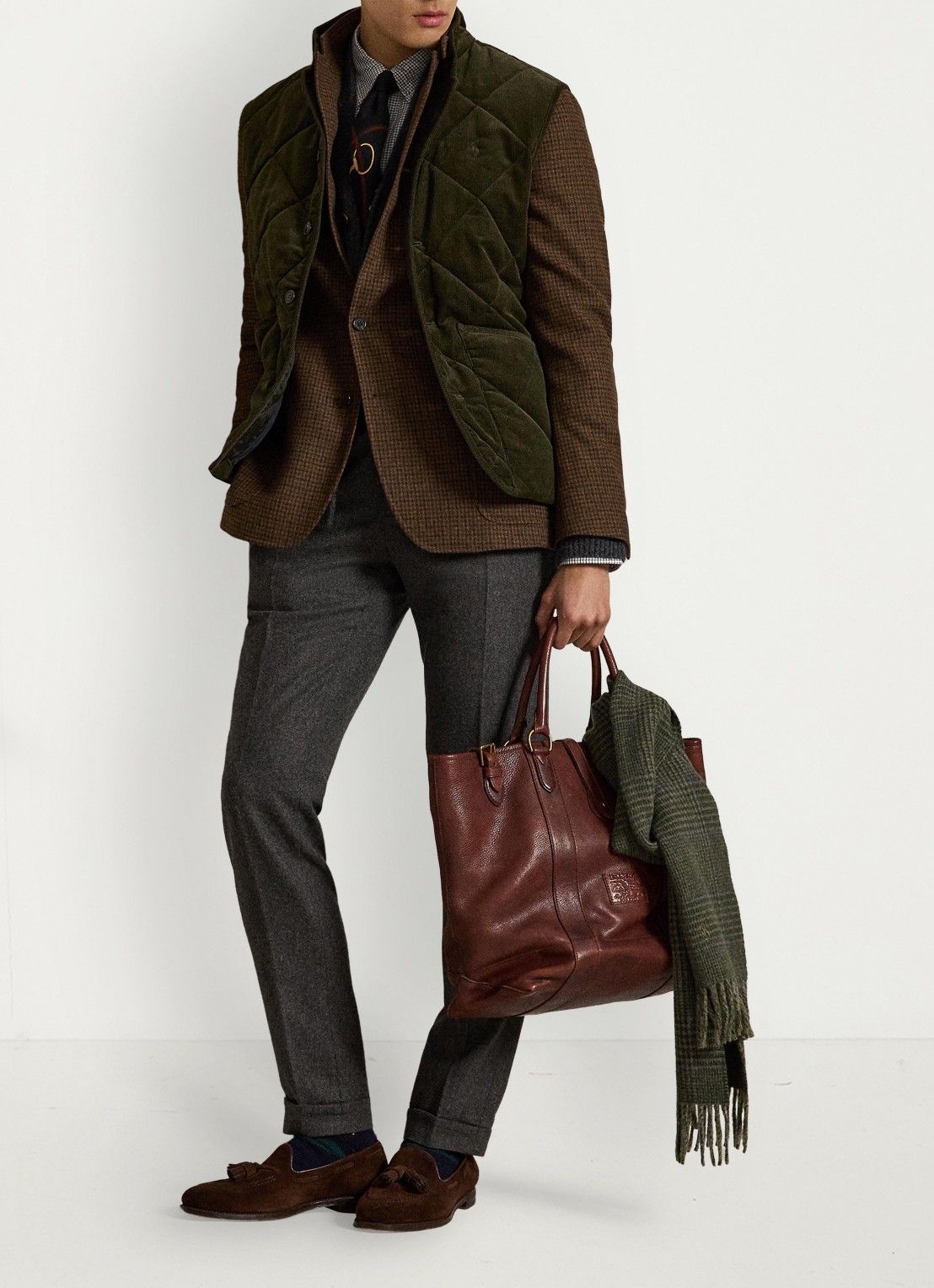 Ralph Lauren Gilet van corduroy met quilt patroon - detail 3 company olive-2ywd / olijfgroen