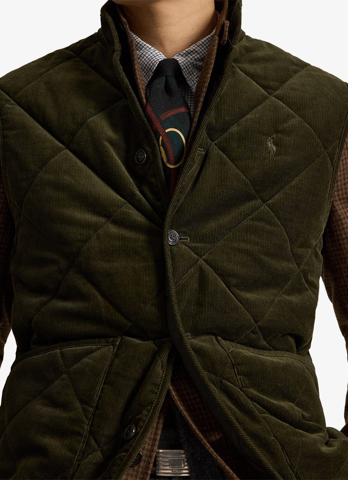 Ralph Lauren Gilet van corduroy met quilt patroon - detail 4 company olive-2ywd / olijfgroen