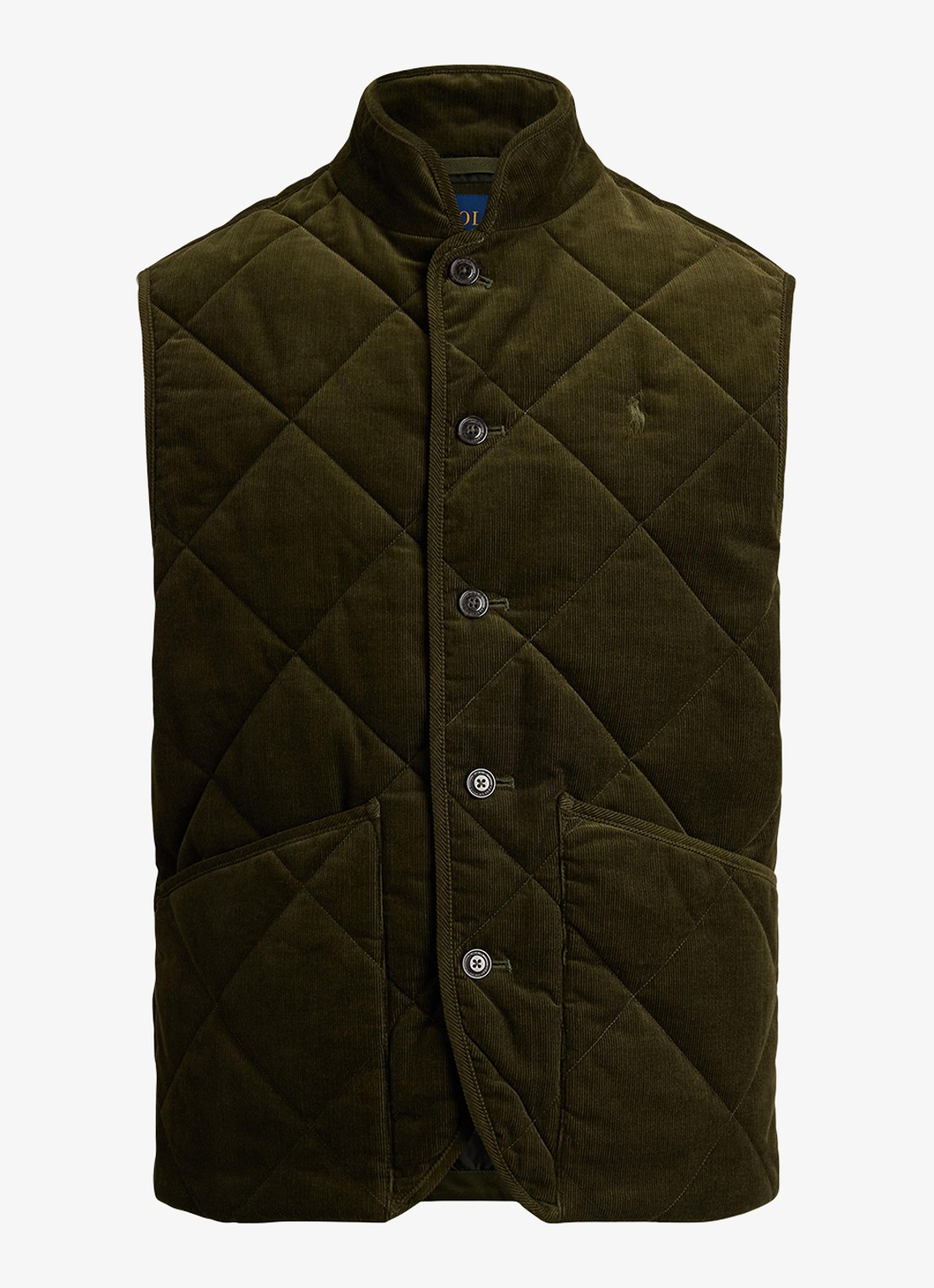 Ralph Lauren Gilet van corduroy met quilt patroon - voorkant company olive-2ywd / olijfgroen
