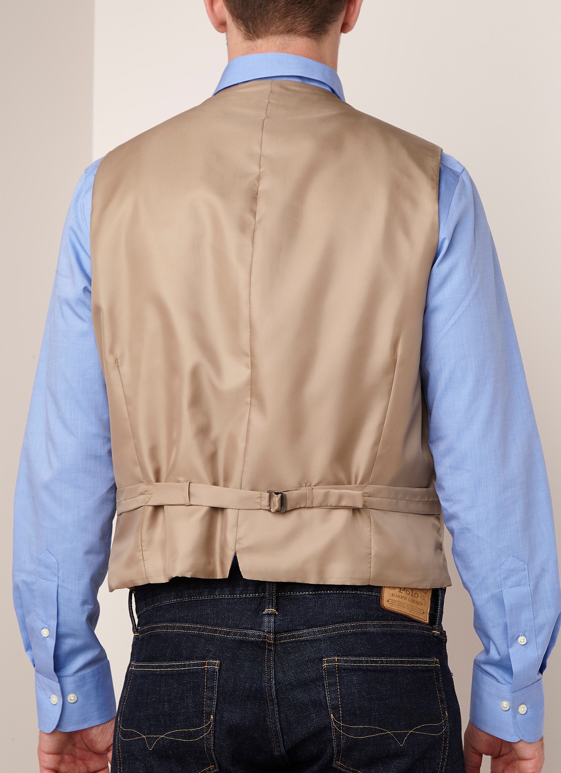 Ralph Lauren Gilet van katoen met strookzakken - achterkant tan