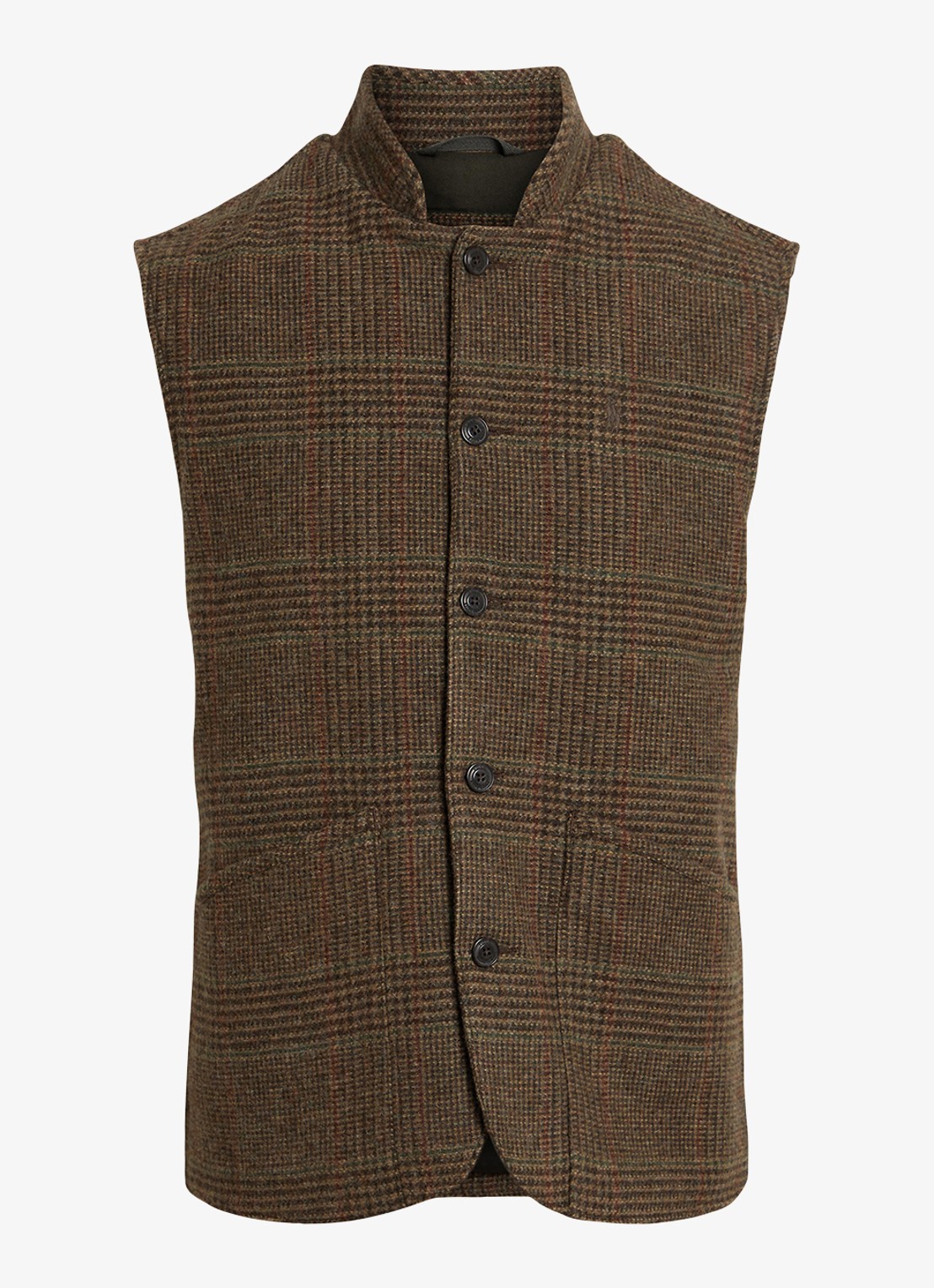 Ralph Lauren Gilet van wol met ruitdessin - voorkant bruin