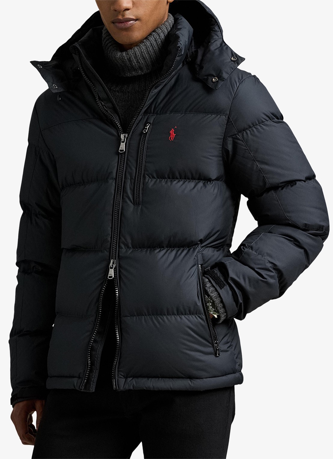 Ralph Lauren Gorham donsjack - detail polo black / zwart