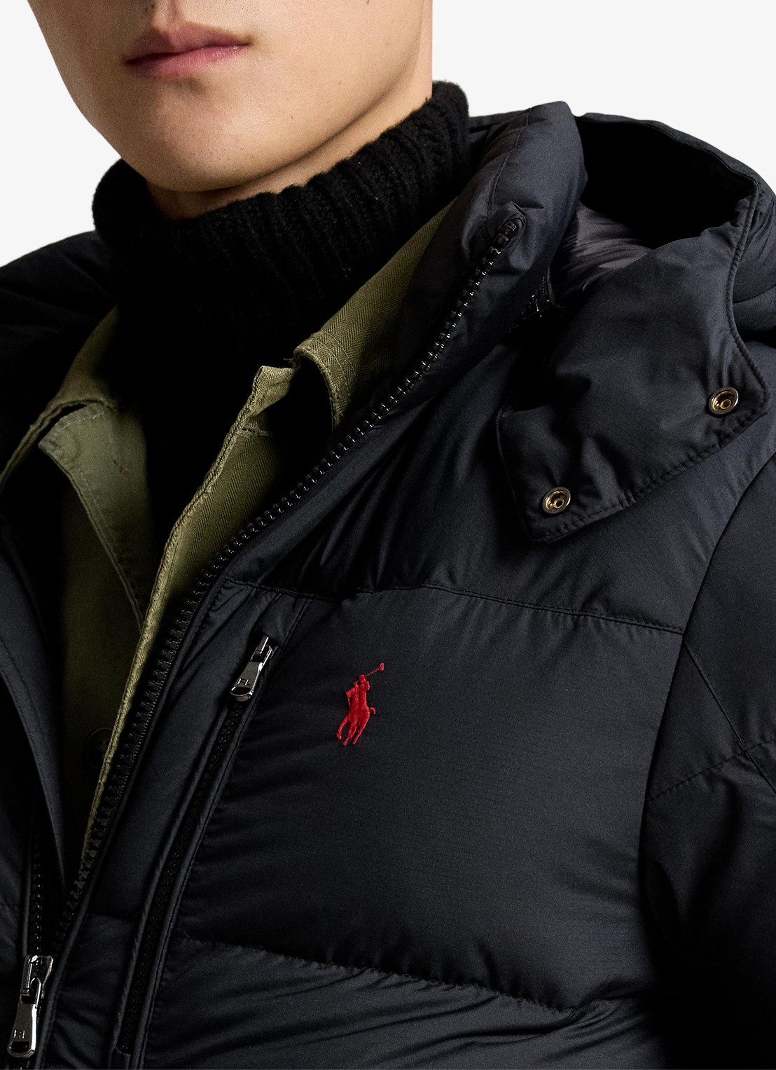 Ralph Lauren Gorham puffer jack met donsvulling en ritszakken - detail 4 polo black / zwart