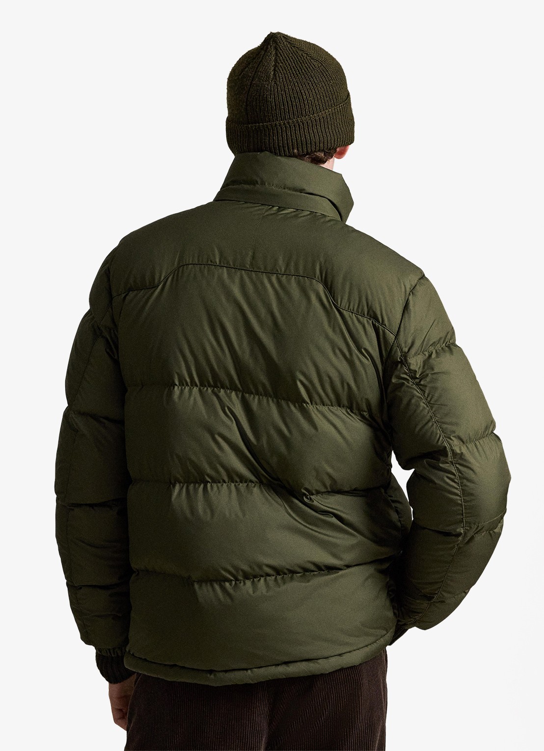 Ralph Lauren Gorham puffer jack met donsvulling en ritszakken - achterkant 5 company olive / olijfgroen