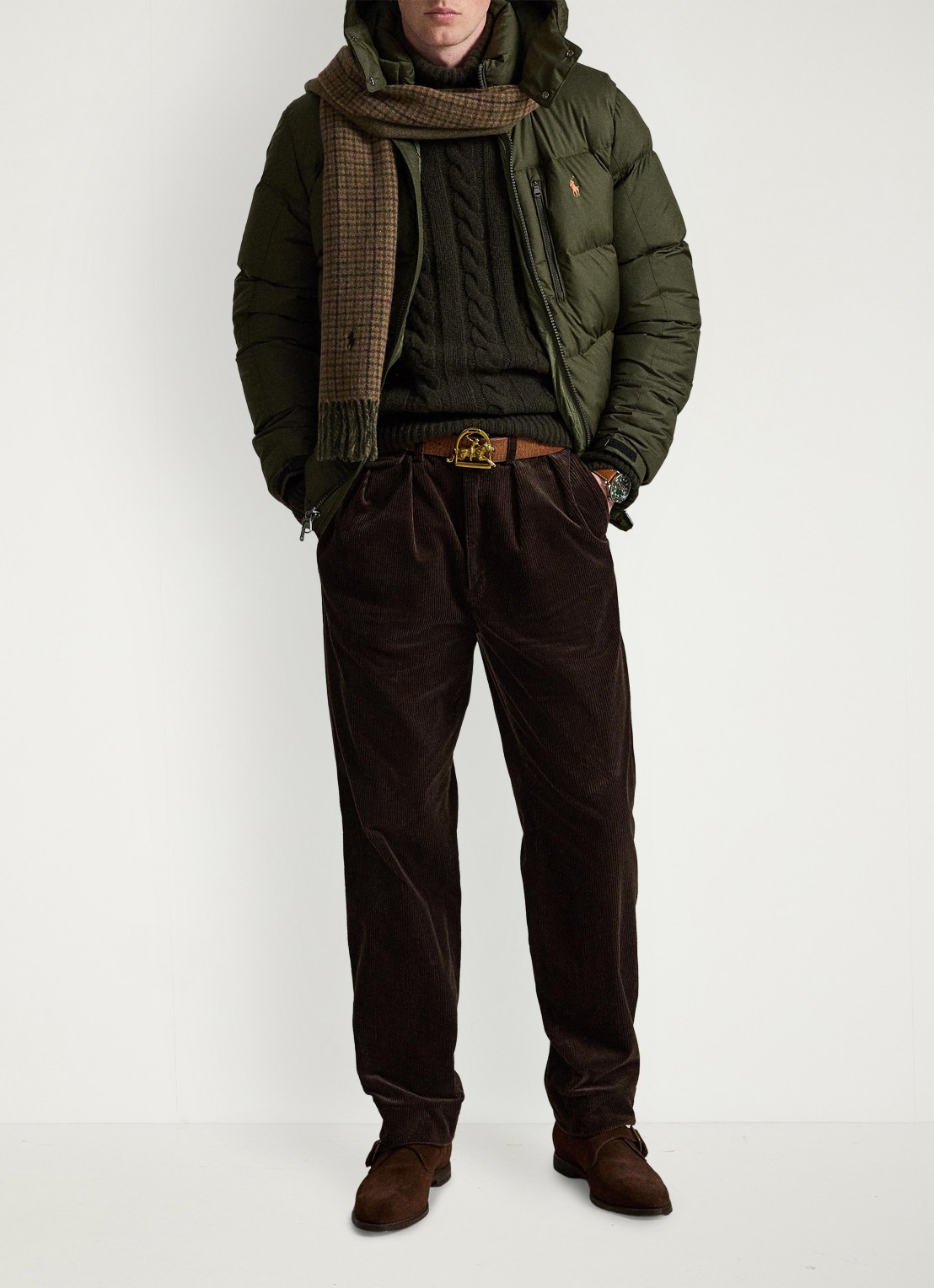 Ralph Lauren Gorham puffer jack met donsvulling en ritszakken - detail company olive / olijfgroen