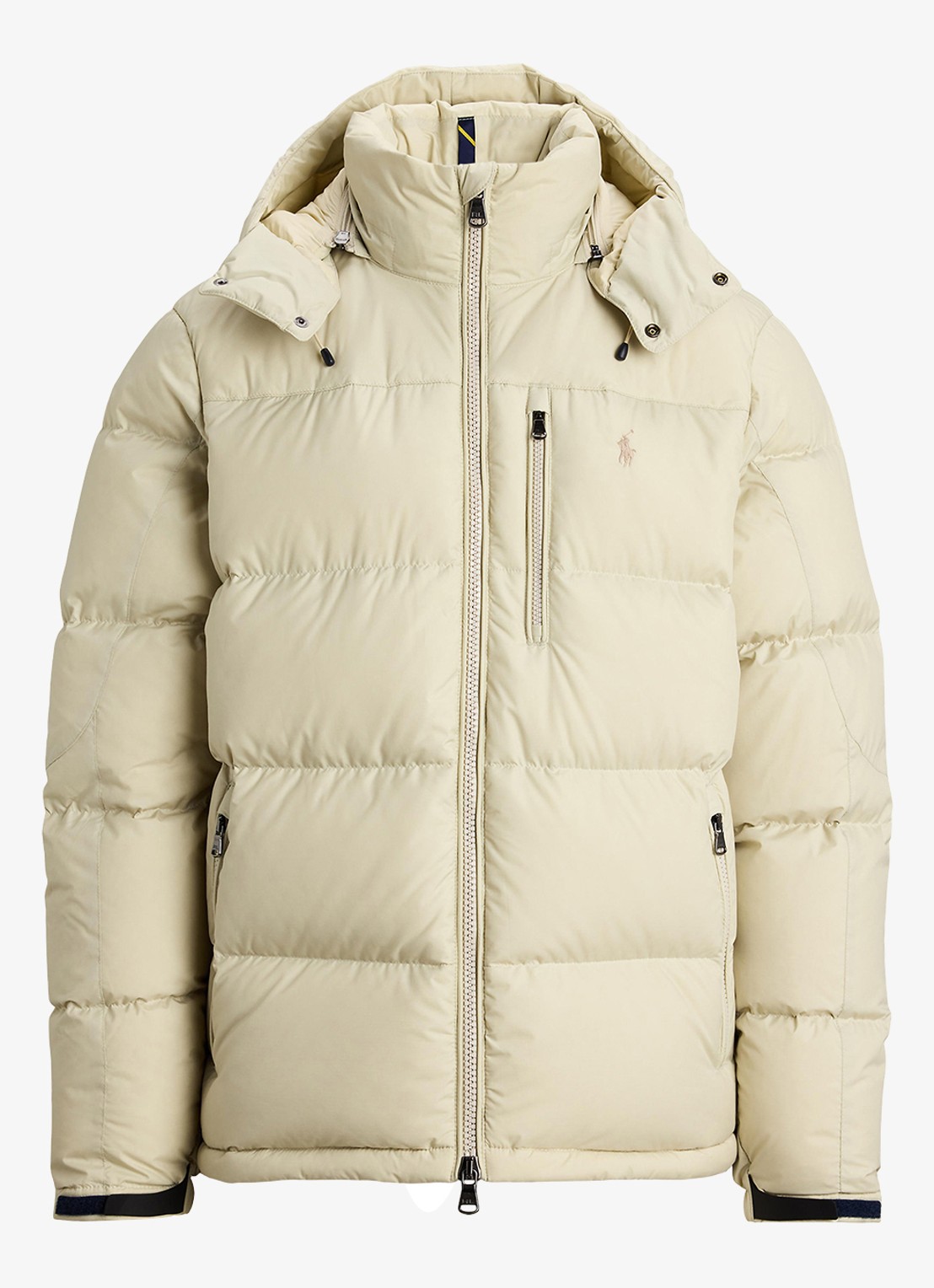 Ralph Lauren Gorham puffer jack met donsvulling en ritszakken - voorkant basic sand / zand