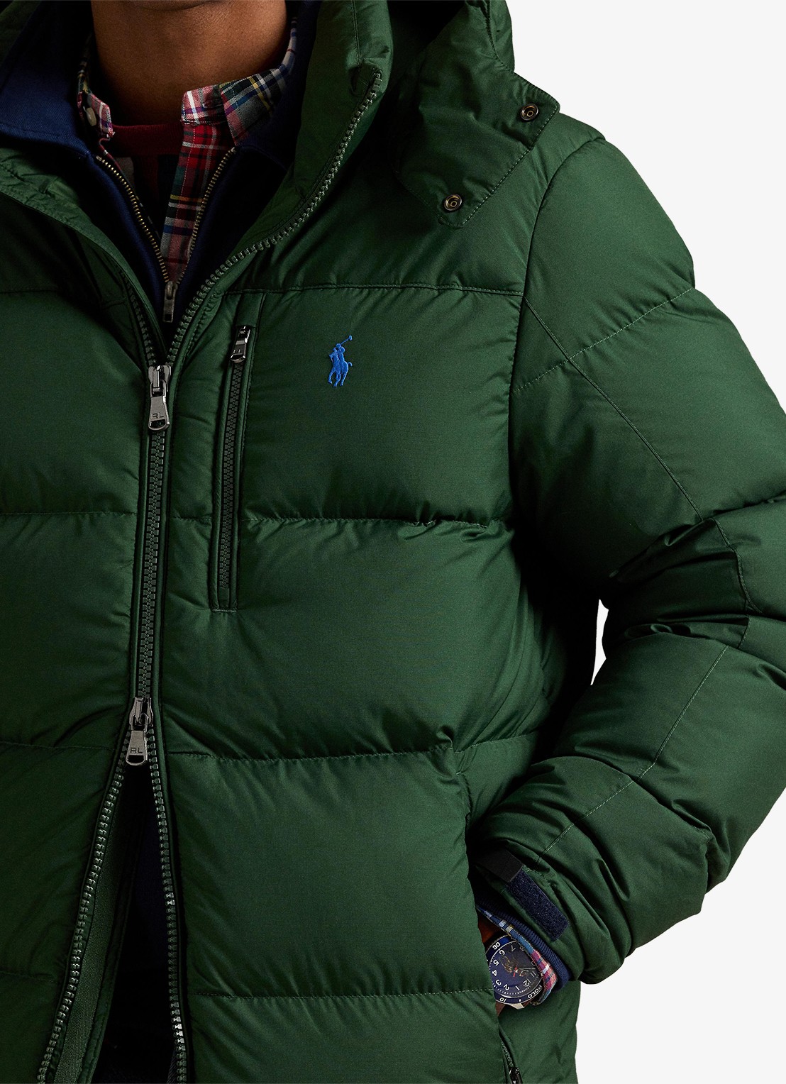 Ralph Lauren Gorham puffer jack met donsvulling en ritszakken - detail 3 bottle green / donkergroen