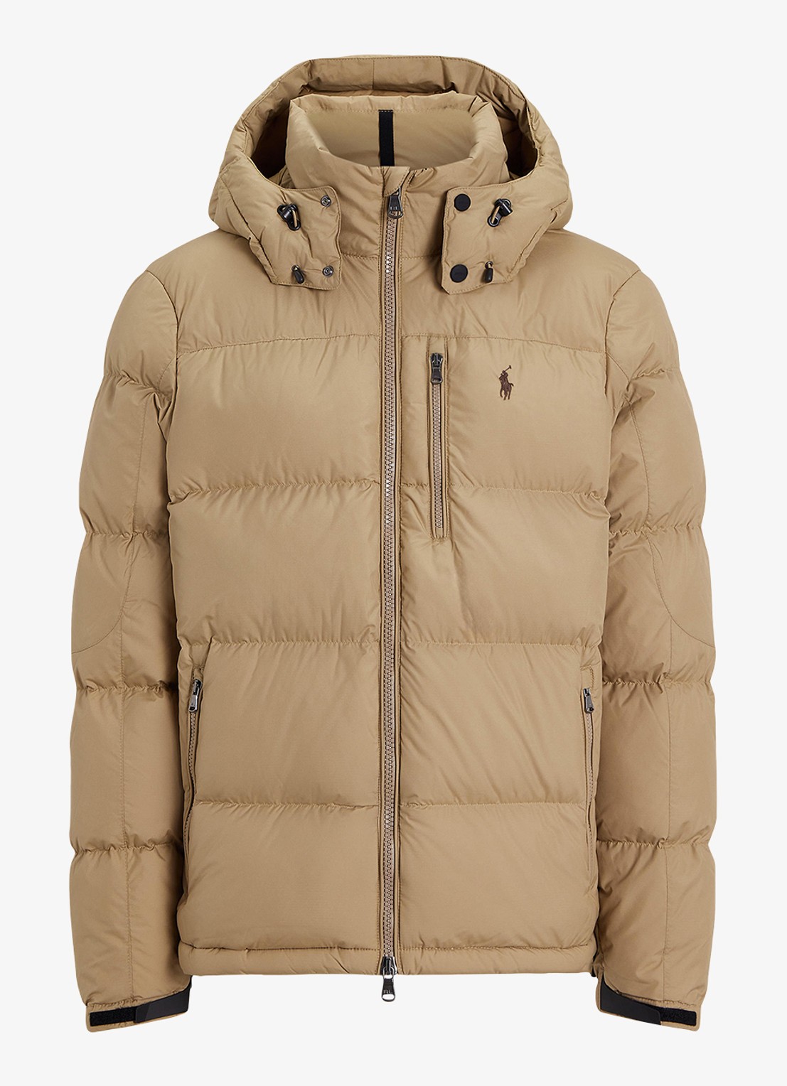 Ralph Lauren Gorham puffer jack met donsvulling en ritszakken - voorkant desert khaki / khaki