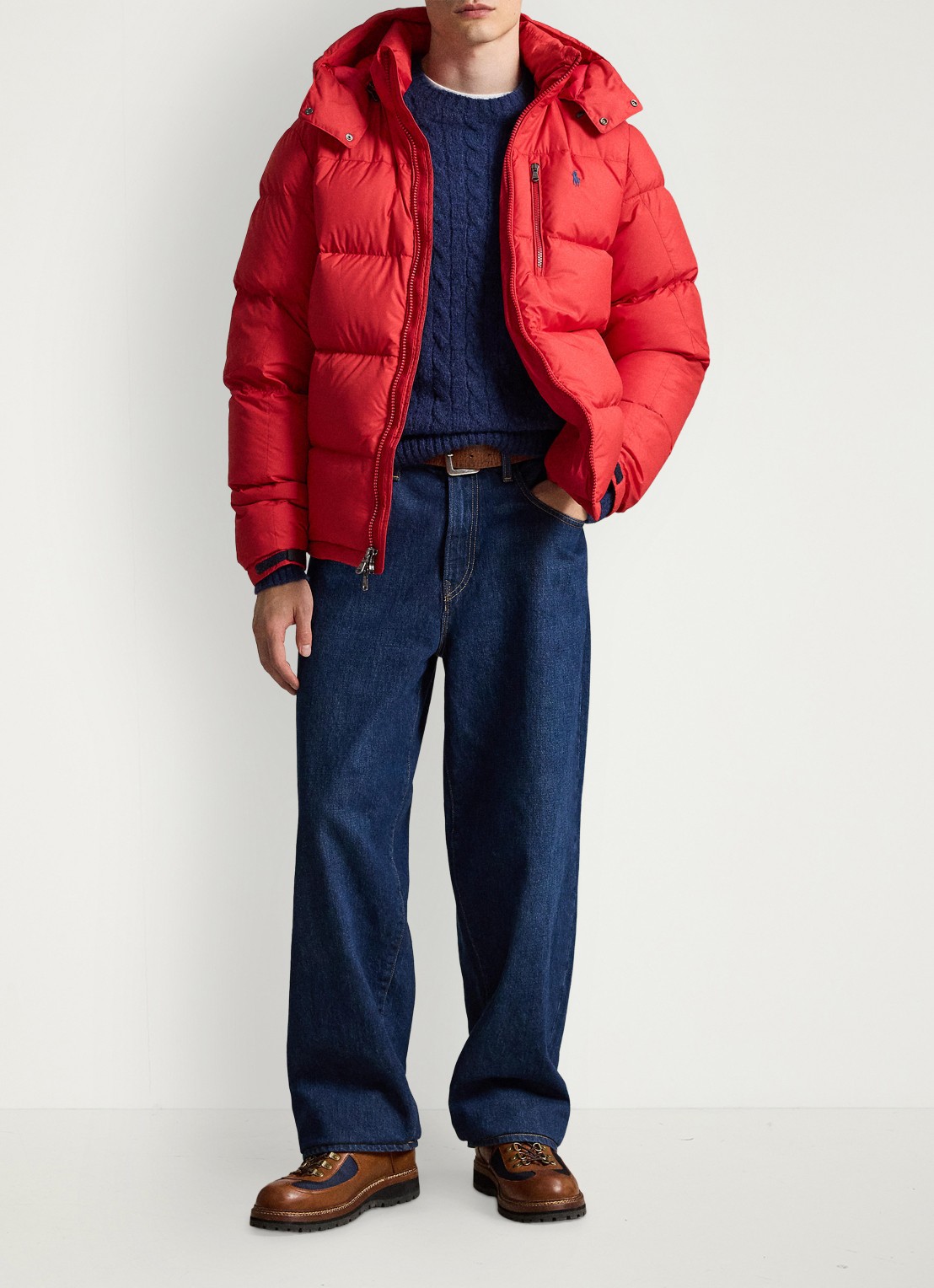 Ralph Lauren Gorham puffer jack met donsvulling en ritszakken - detail 2 rl 2000 red / rood