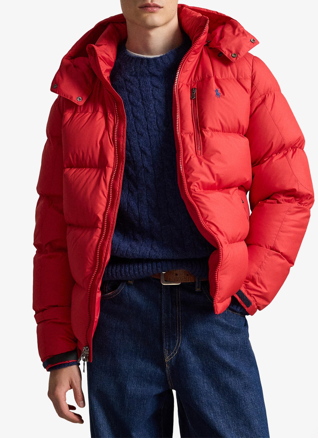 Ralph Lauren Gorham puffer jack met donsvulling en ritszakken - voorkant 5 rl 2000 red / rood