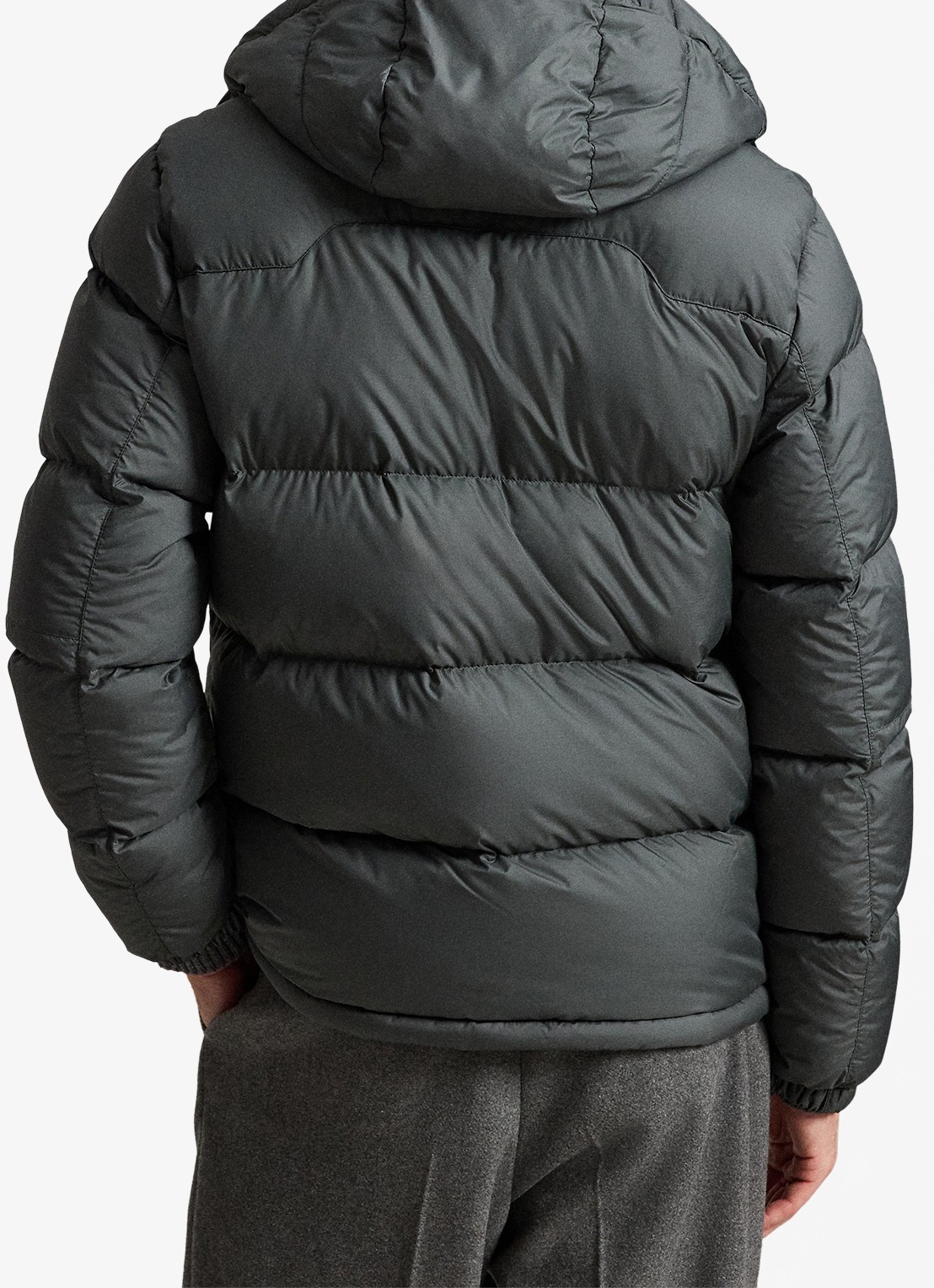 Ralph Lauren Gorham puffer jack met donsvulling en ritszakken - achterkant charcoal grey / grijs