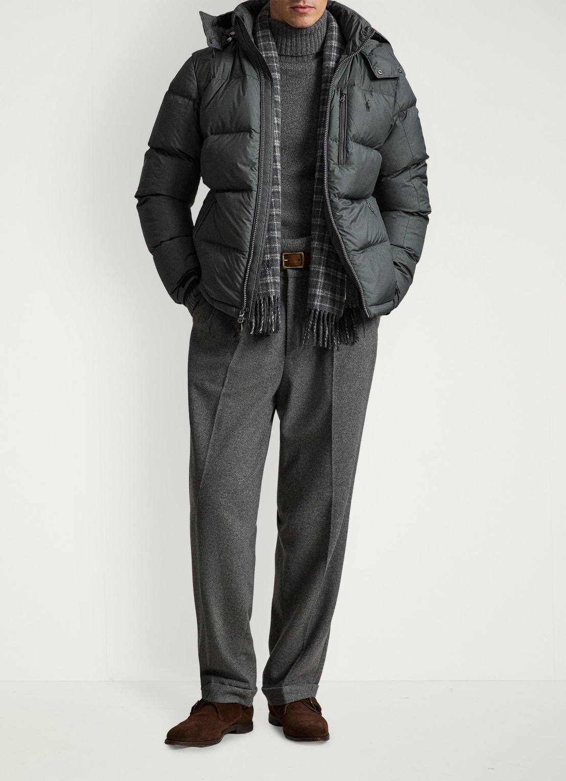 Ralph Lauren Gorham puffer jack met donsvulling en ritszakken - detail 2 charcoal grey / grijs