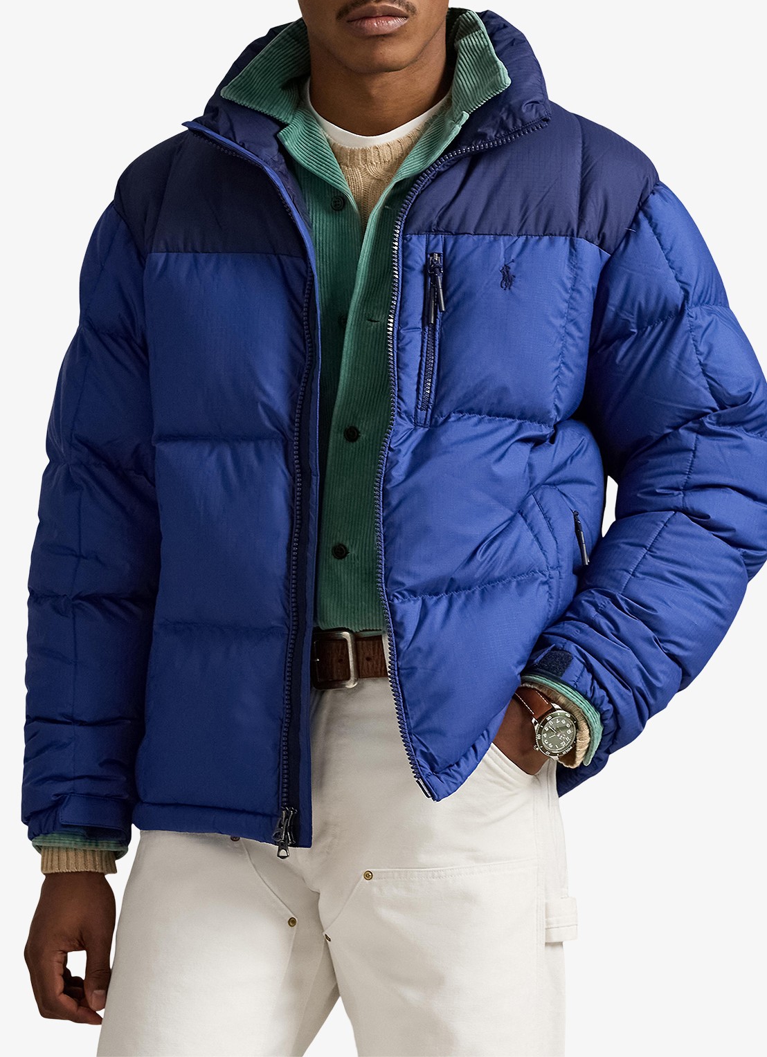Ralph Lauren Gorham puffer jas met opstaande kraag - detail 4 newport navy / donkerblauw