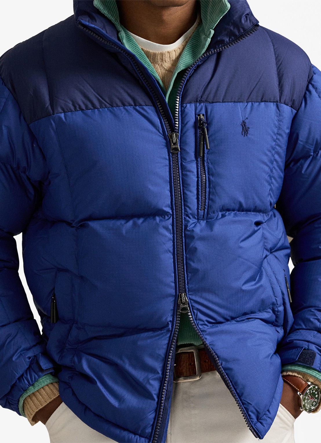 Ralph Lauren Gorham puffer jas met opstaande kraag - detail 5 newport navy / donkerblauw
