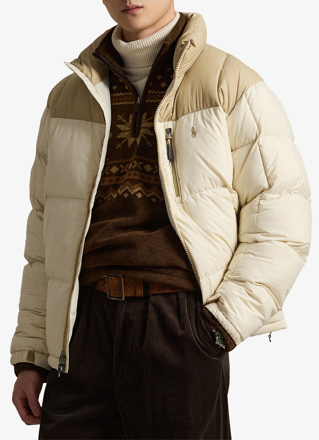Ralph Lauren Gorham puffer jas met opstaande kraag - detail 2 classic tan / bruin