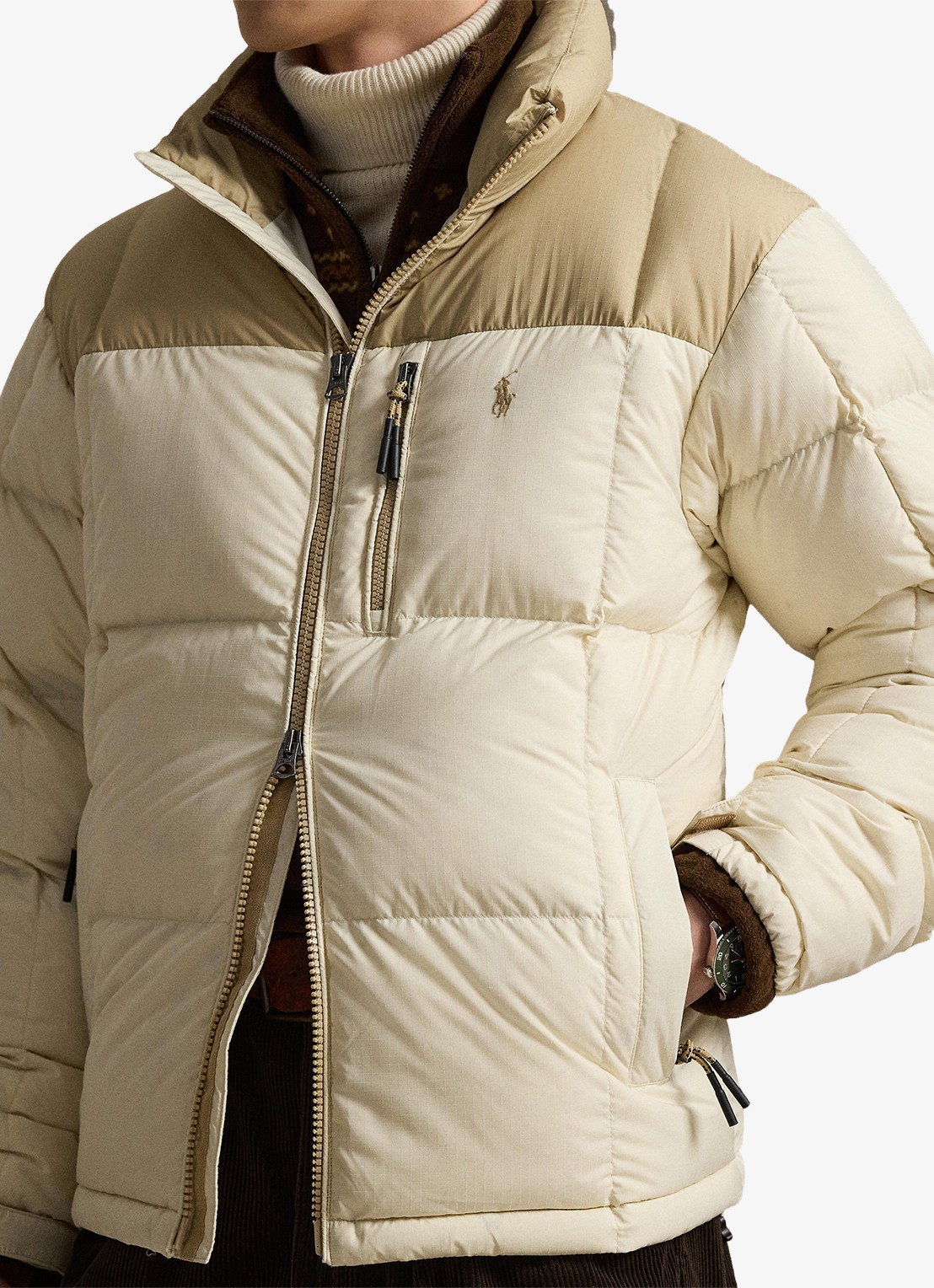 Ralph Lauren Gorham puffer jas met opstaande kraag - detail 3 classic tan / bruin