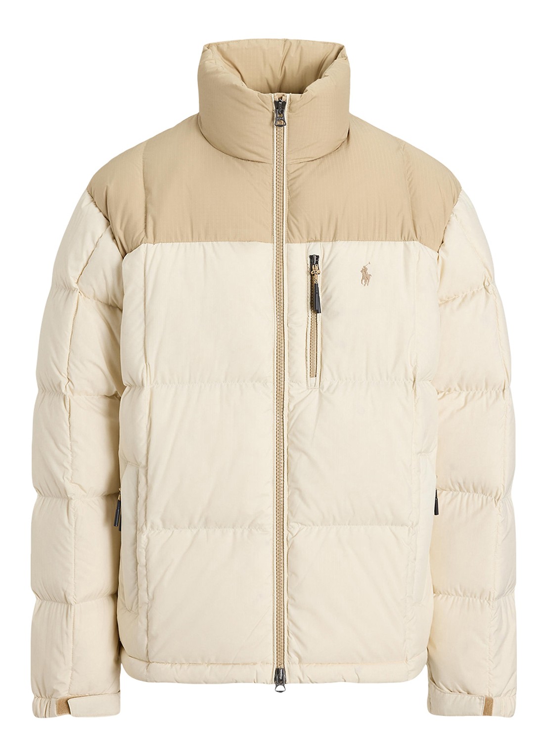 Ralph Lauren Gorham puffer jas met opstaande kraag - voorkant 4 classic tan / bruin