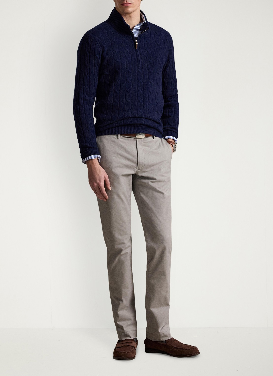 Ralph Lauren Greenwich slim fit chino met stretch - voorkant 5 grey fog / grijs