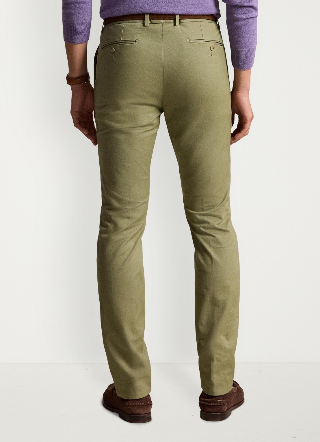 Ralph Lauren Greenwich slim fit chino met stretch - achterkant 3 sage green / groen