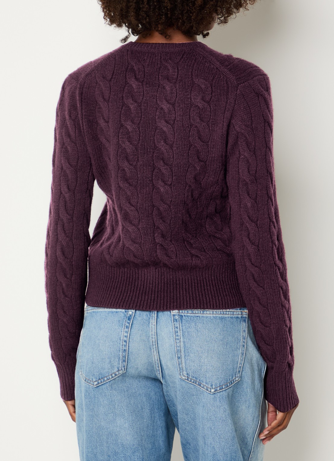 Ralph Lauren Grofgebreid vest in kasjmierblend met logo - achterkant 3 aubergine