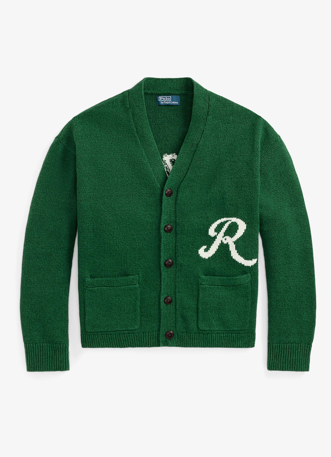 Ralph Lauren Grofgebreid vest in linnenblend met opstikzakken - voorkant 4 new forest-2z8d