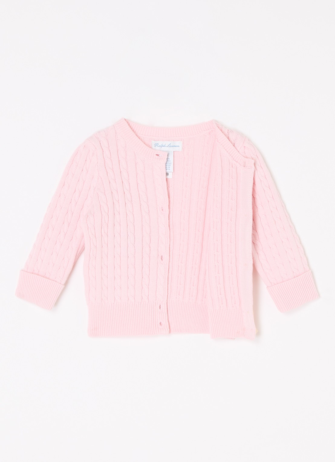 Ralph Lauren Grofgebreid vest met logo - voorkant 3 lichtroze