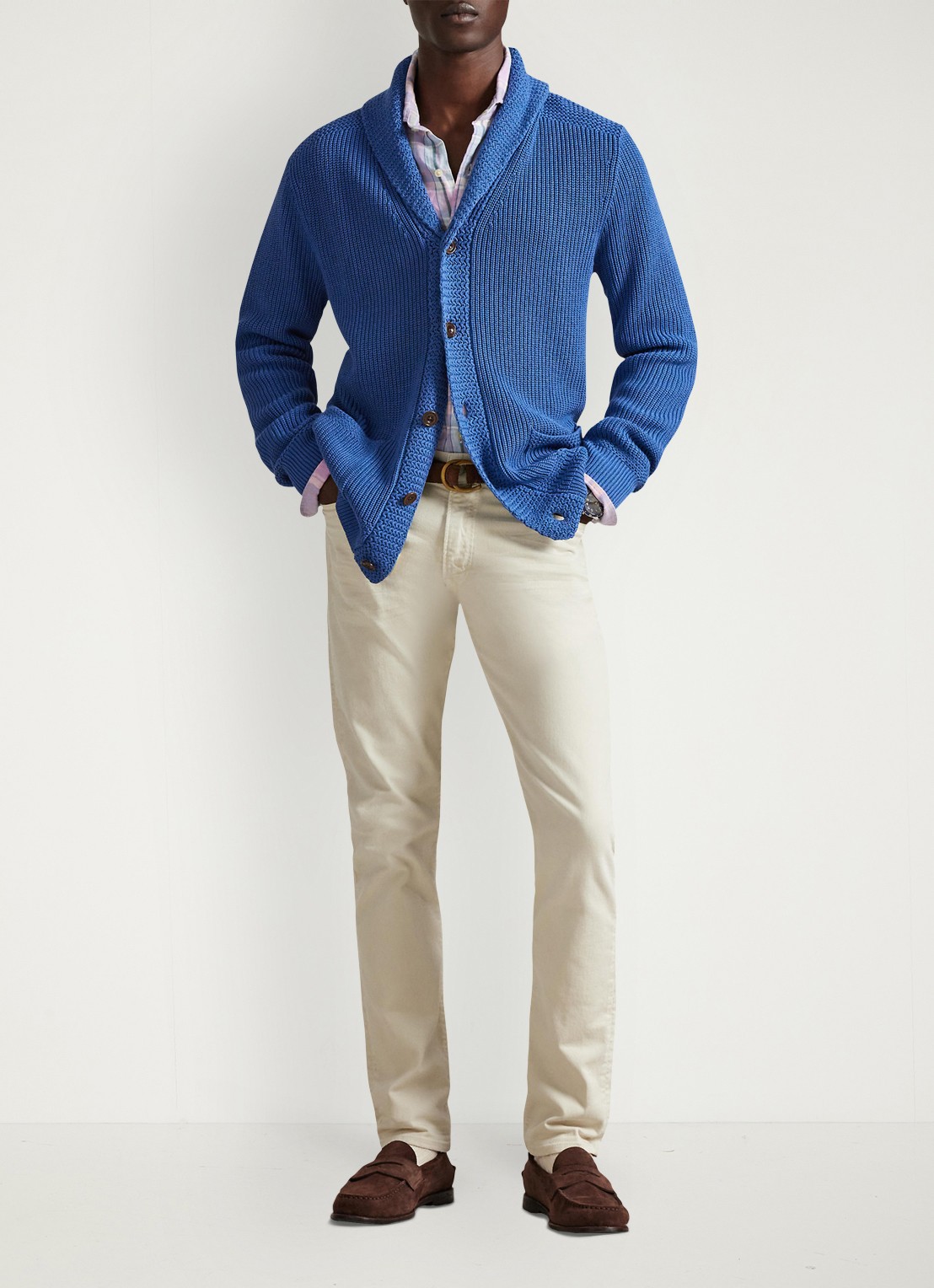 Ralph Lauren Grofgebreid vest met sjaalkraag - voorkant 5 modern royal-34yb