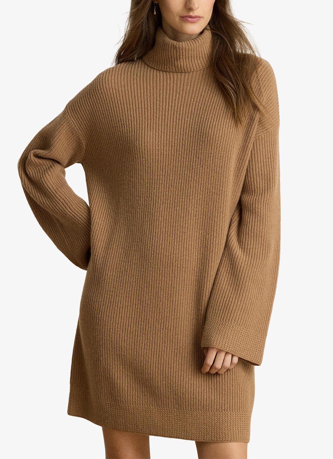Ralph Lauren Grofgebreide mini trui-jurk in kasjmierblend - detail 4 lauren camel / beige