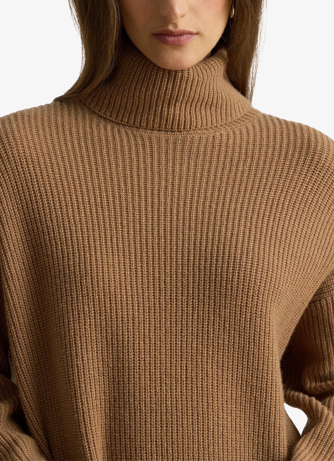 Ralph Lauren Grofgebreide mini trui-jurk in kasjmierblend - detail 5 lauren camel / beige