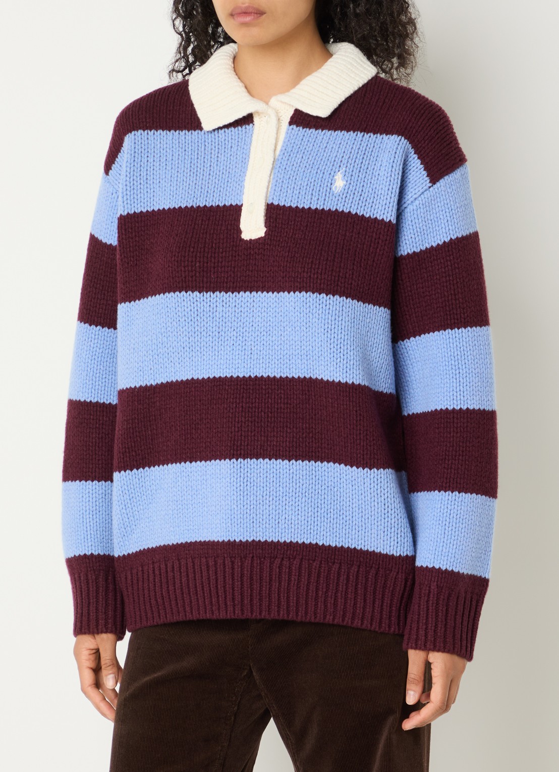 Ralph Lauren Grofgebreide polo in wolblend met streepprint - detail 2 multicolor