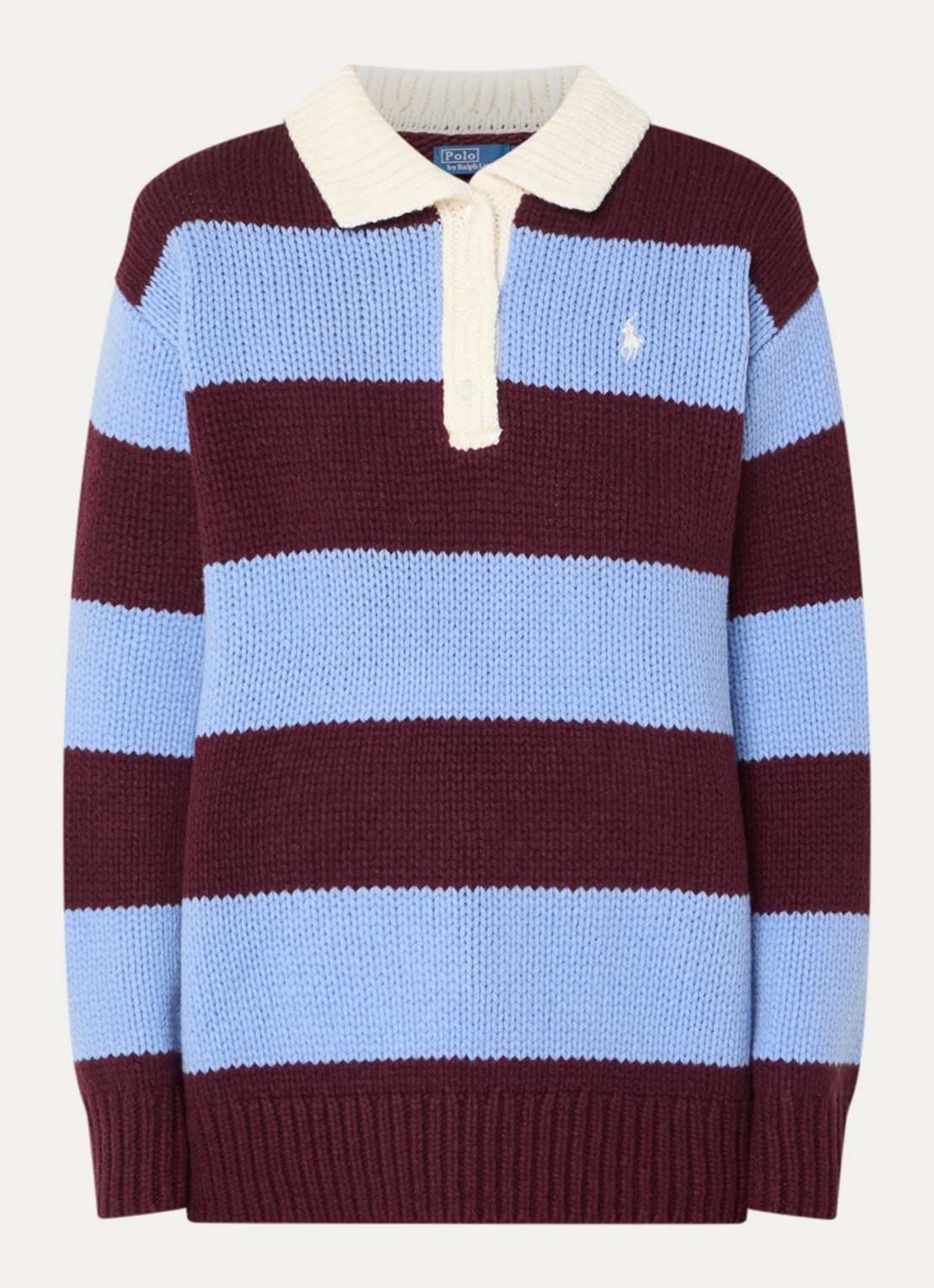 Ralph Lauren Grofgebreide polo in wolblend met streepprint - voorkant 3 multicolor