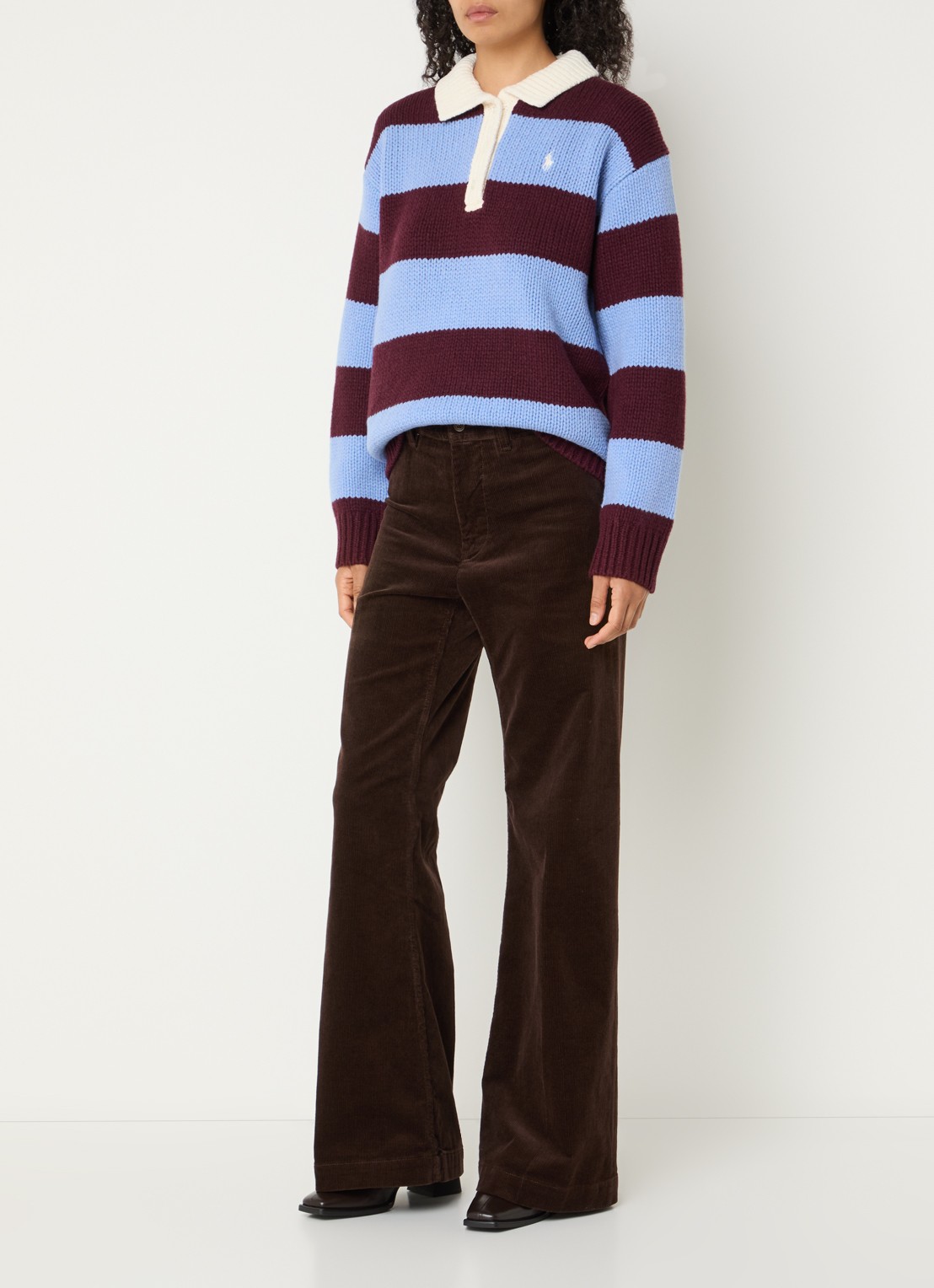 Ralph Lauren Grofgebreide polo in wolblend met streepprint - voorkant 4 multicolor