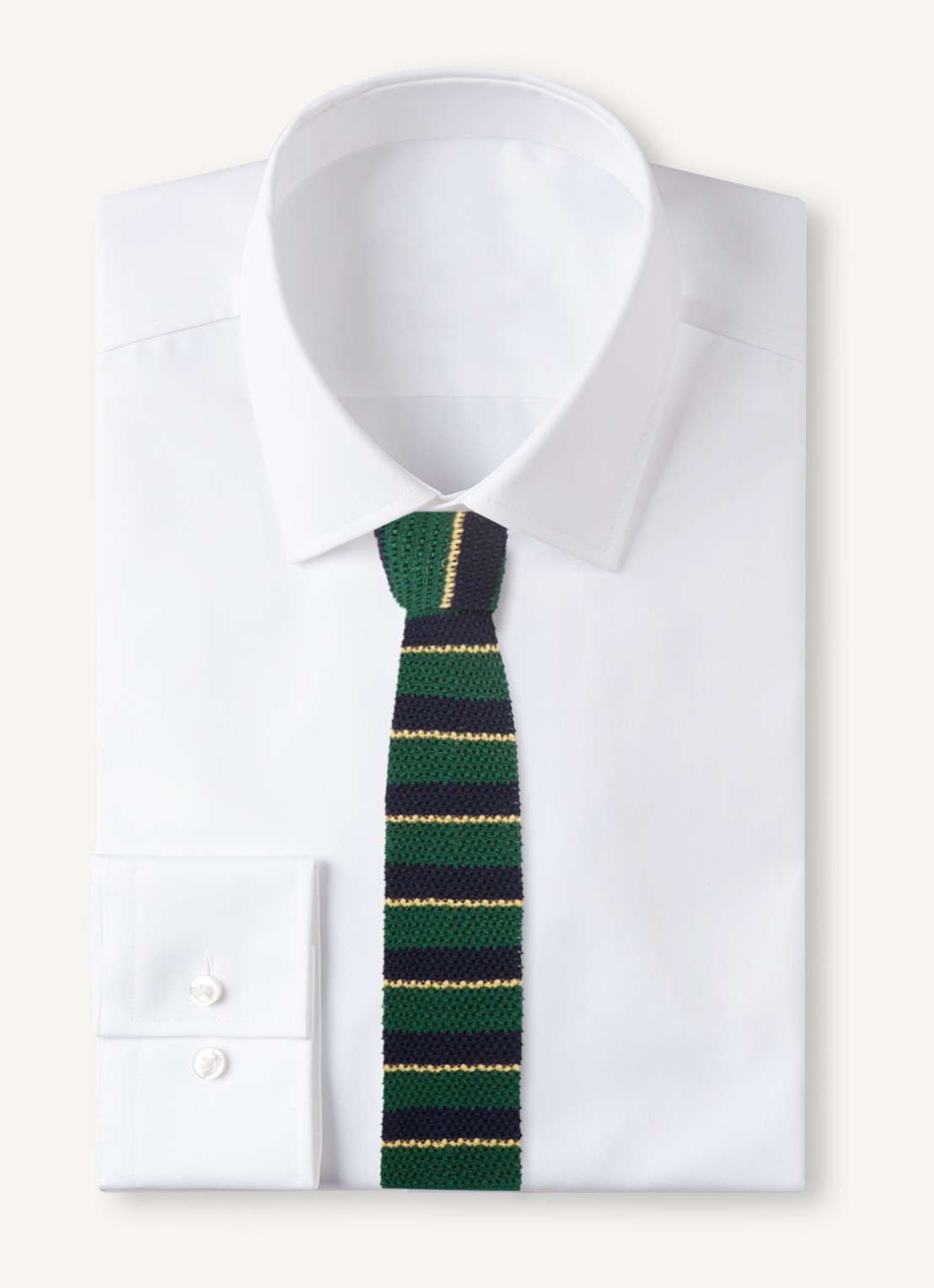 Ralph Lauren Grofgebreide stropdas van zijde met streepprint - voorkant 4 donkergroen