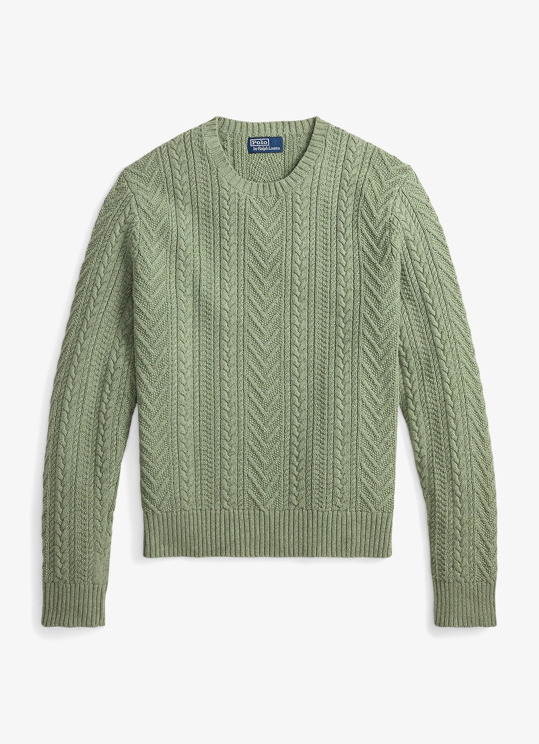 Ralph Lauren Grofgebreide trui in linnenblend - voorkant 4 fern green combo / mosgroen