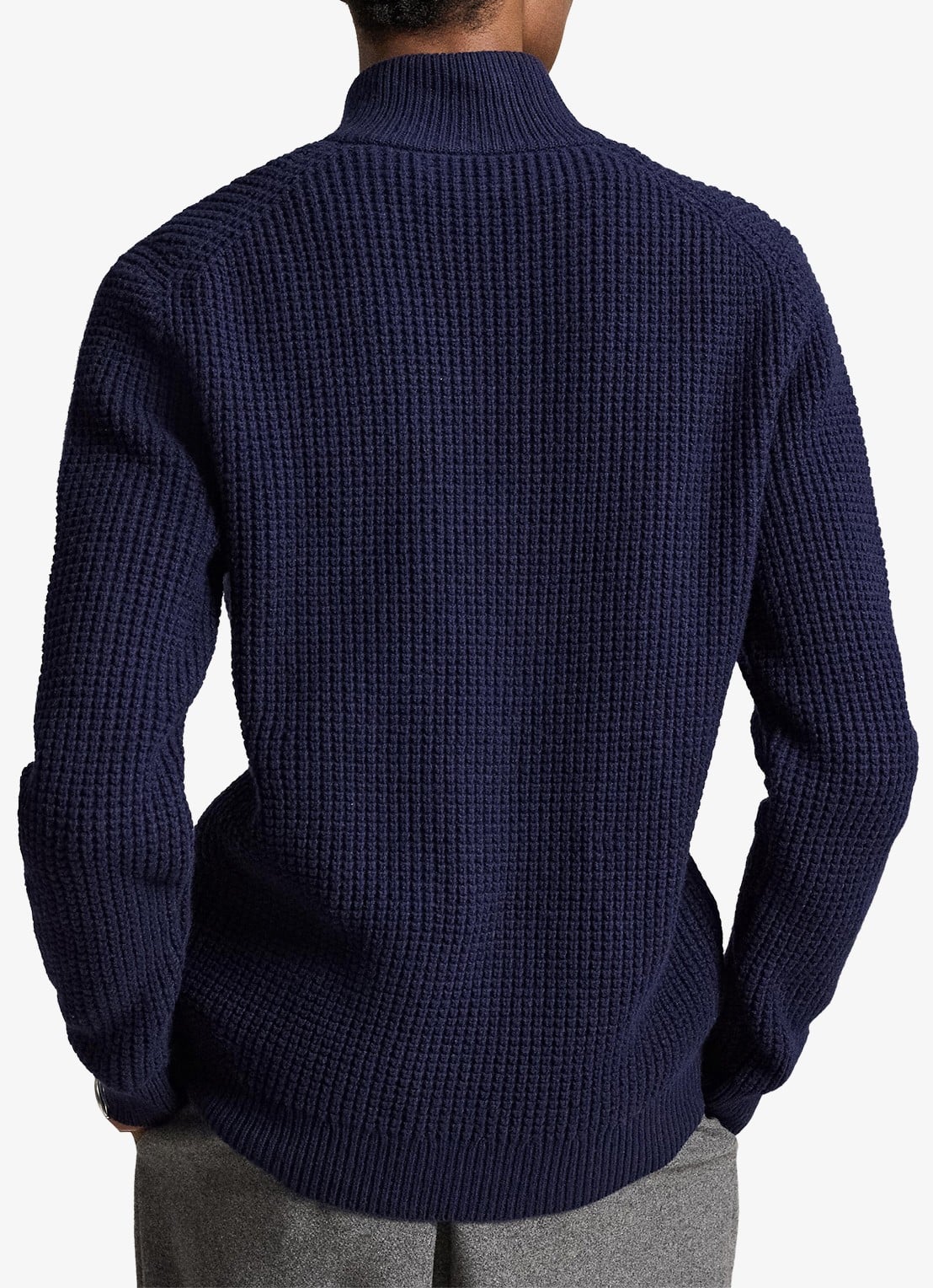 Ralph Lauren Grofgebreide trui in wolblend met halve rits - achterkant hunter navy / donkerblauw