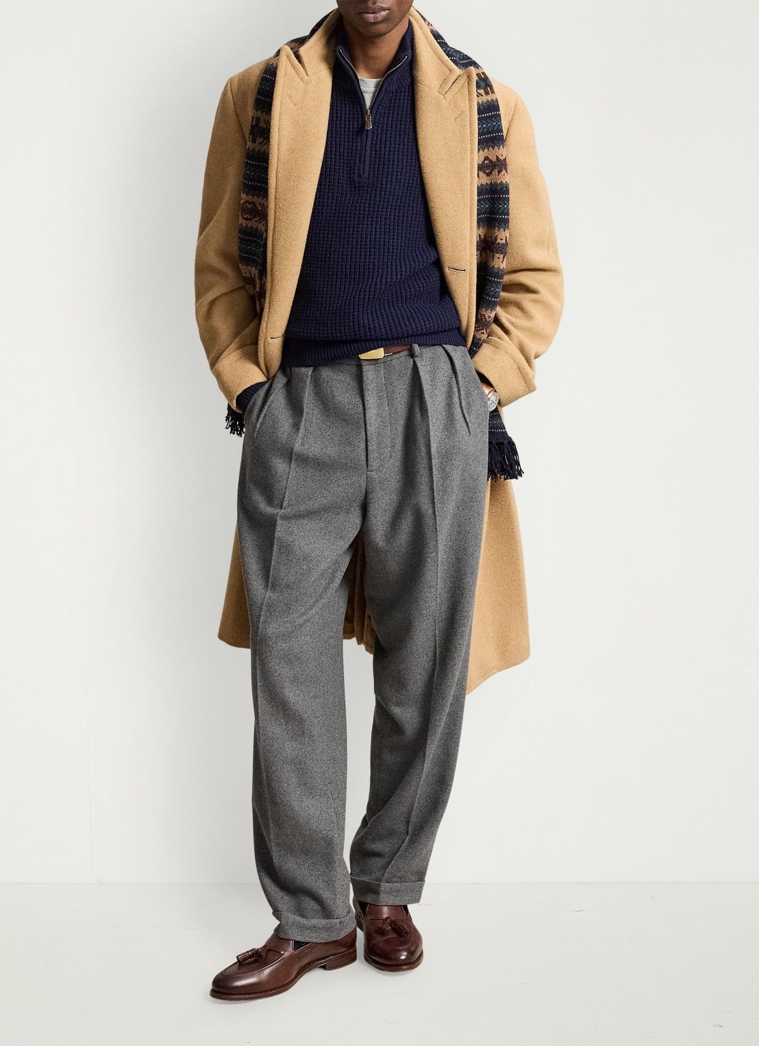 Ralph Lauren Grofgebreide trui in wolblend met halve rits - detail 4 hunter navy / donkerblauw