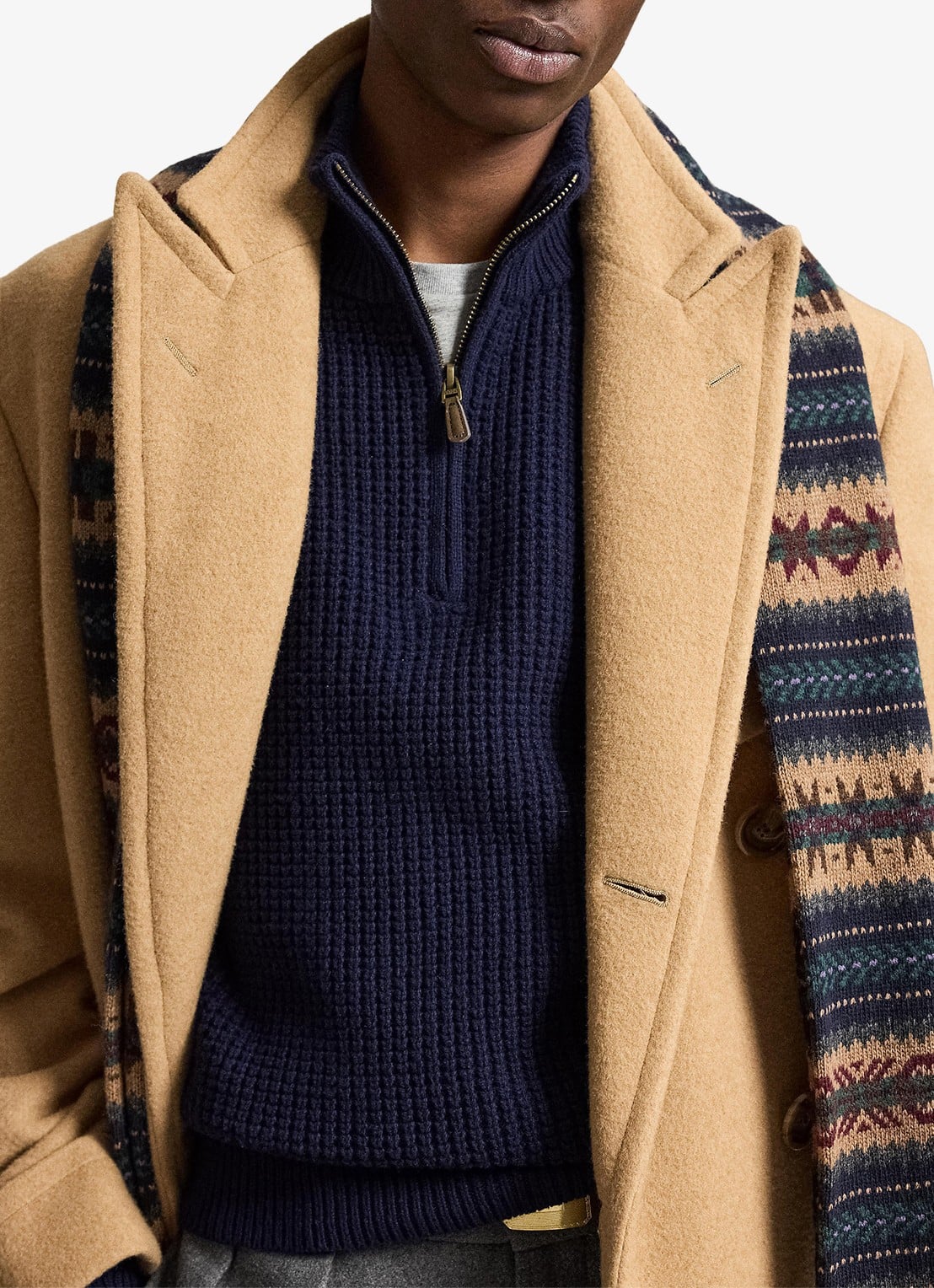 Ralph Lauren Grofgebreide trui in wolblend met halve rits - detail 5 hunter navy / donkerblauw