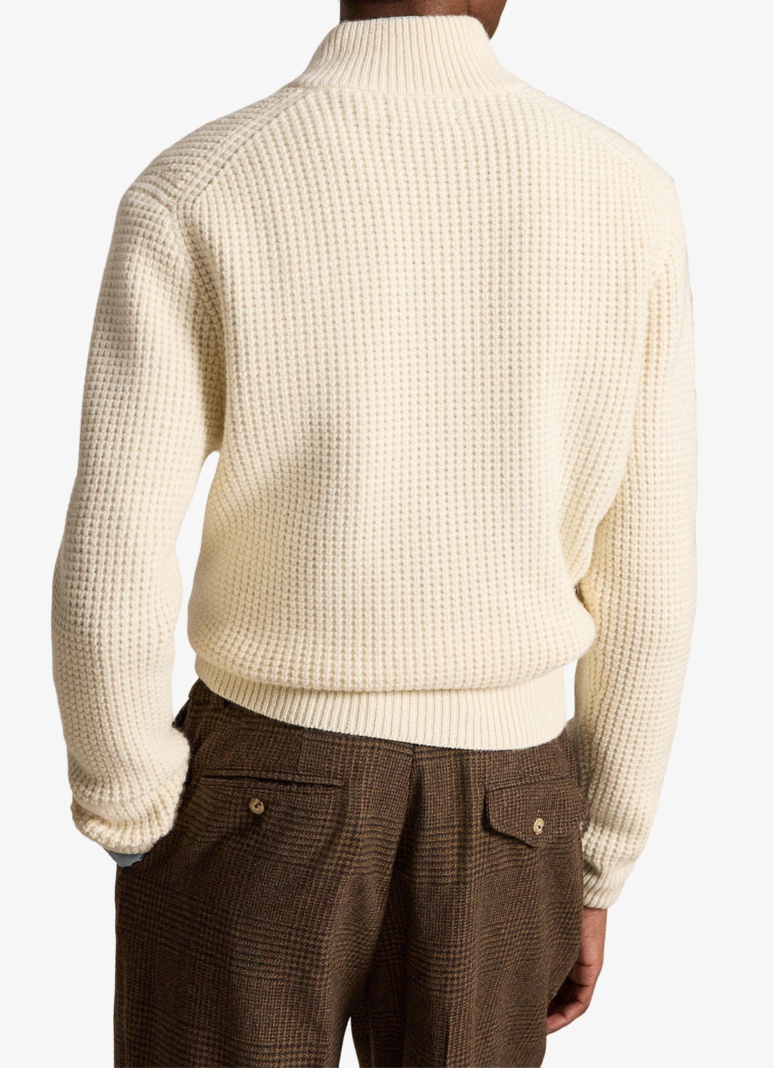 Ralph Lauren Grofgebreide trui in wolblend met halve rits - achterkant 5 andover cream-34ty / beige