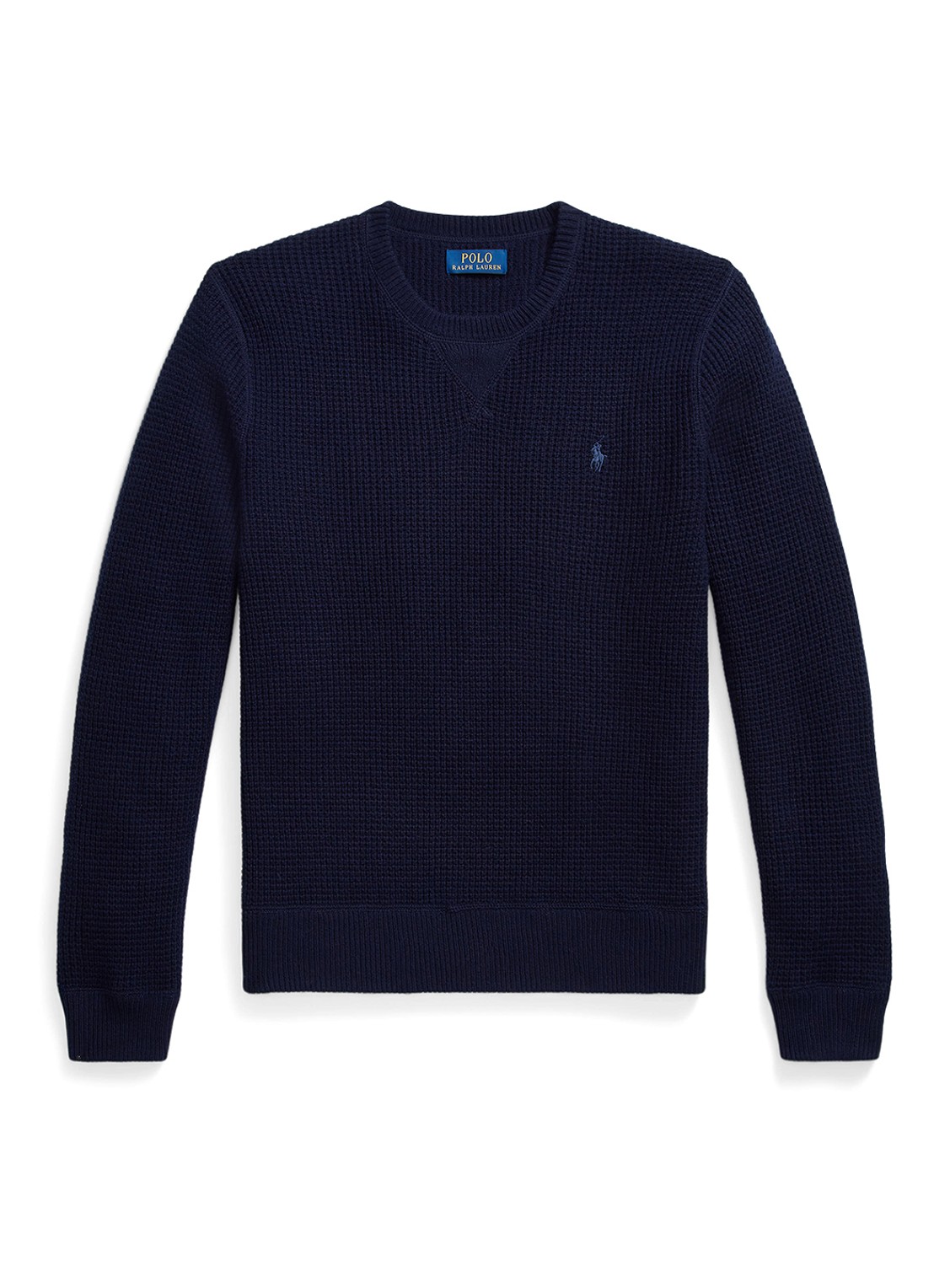 Ralph Lauren Grofgebreide trui in wolblend met logoborduring - voorkant 4 hunter navy / donkerblauw