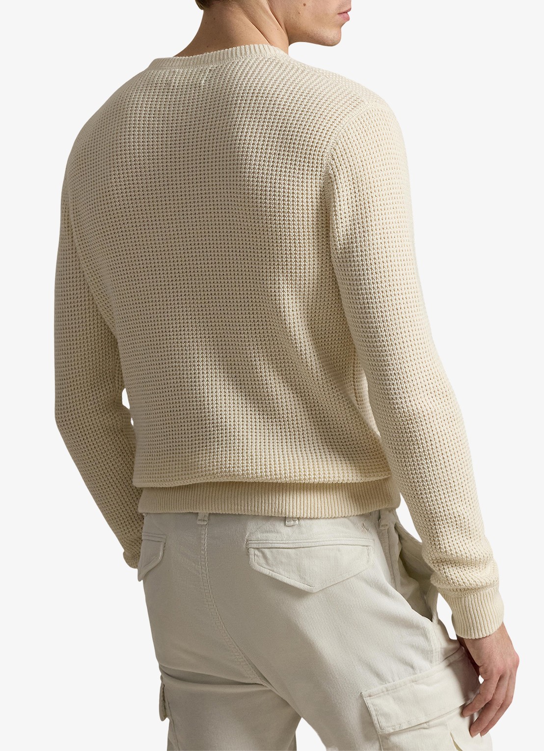 Ralph Lauren Grofgebreide trui in wolblend met logoborduring - achterkant 5 andover cream / creme