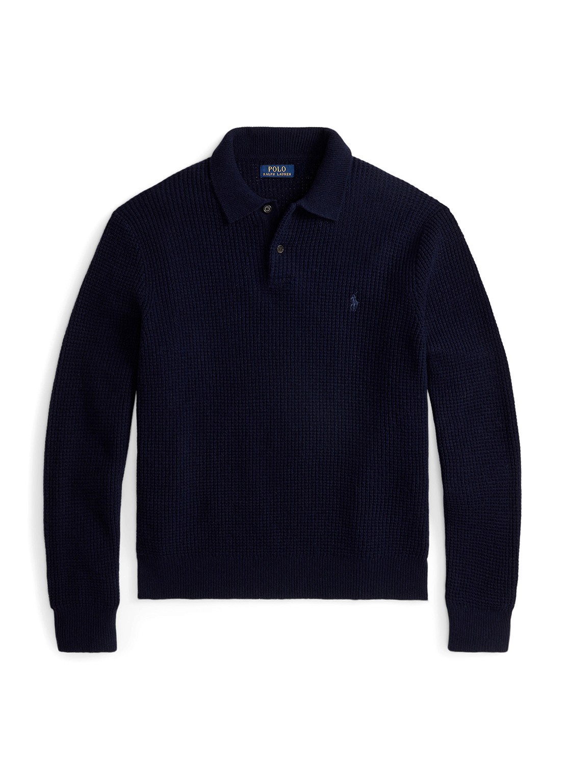 Ralph Lauren Grofgebreide trui in wolblend met polokraag - voorkant 2 blauw