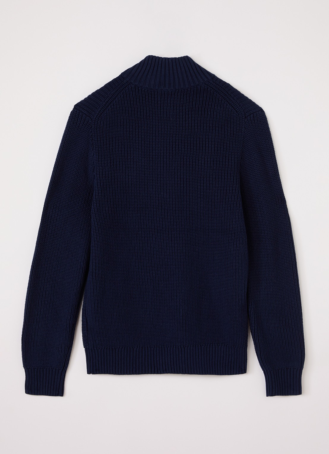 Ralph Lauren Grofgebreide trui met halve rits - voorkant 3 donkerblauw