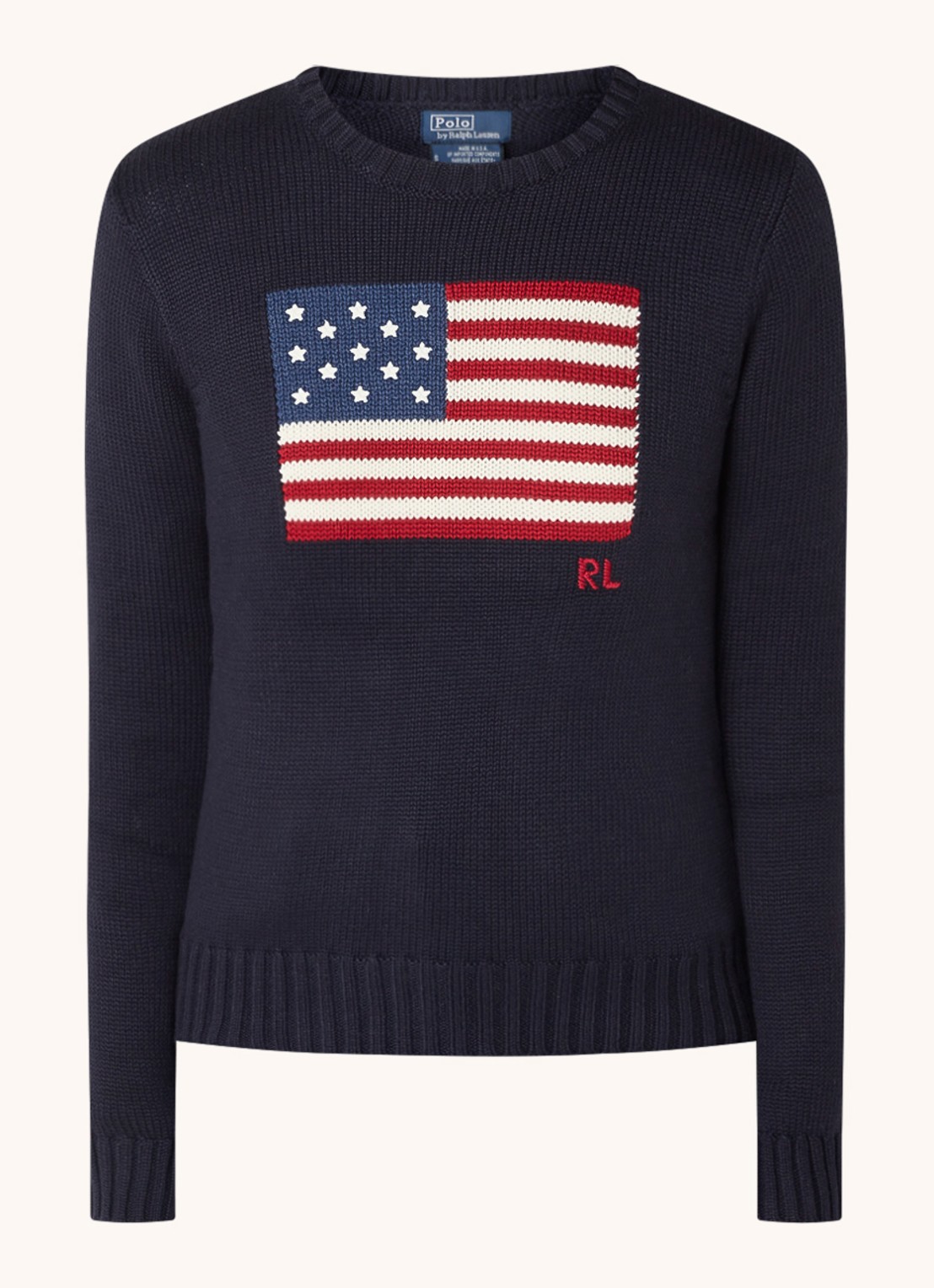 Ralph Lauren Grofgebreide trui met ingebreid patroon - voorkant 3 blauw